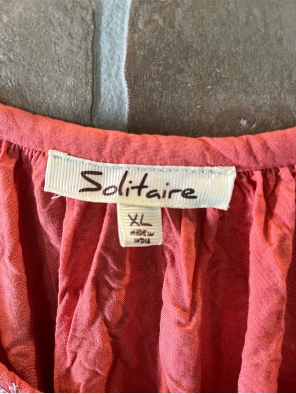 Solitaire Coral Embroidered Peasant Tunic - Picture 2 of 8
